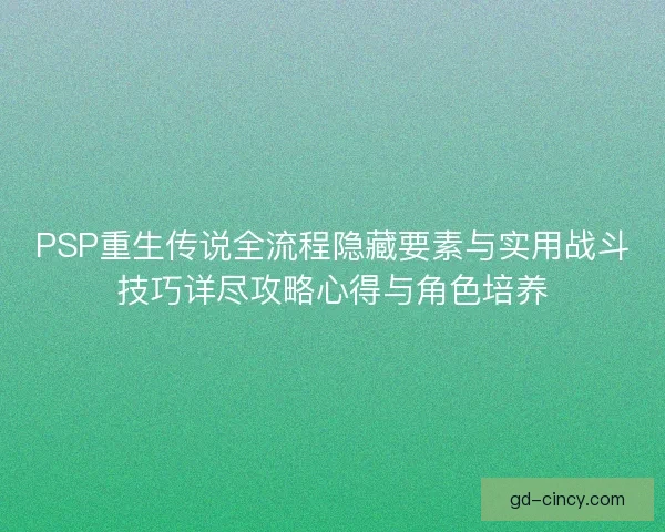 PSP重生传说全流程隐藏要素与实用战斗技巧详尽攻略心得与角色培养
