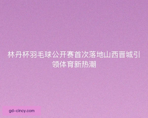 林丹杯羽毛球公开赛首次落地山西晋城引领体育新热潮